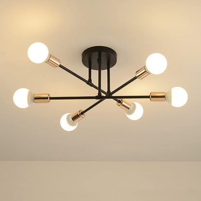 Modern Sputnik Chandelier 6 Lights Semi Flush Mount Ceiling Fixture
