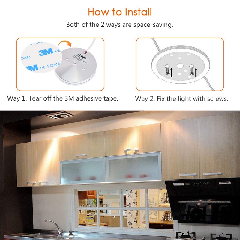6 Pack 2W Hand Wave Activated Under Cabinet Lights Set