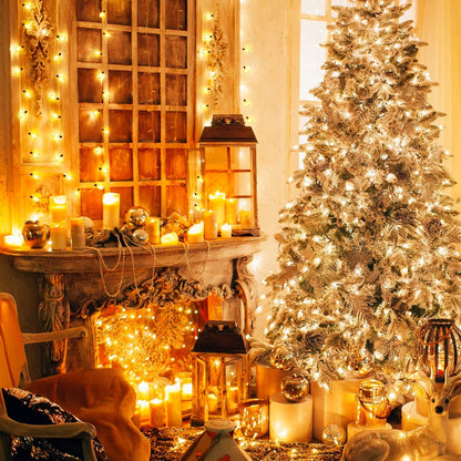 24FT Outdoor Festoon String Lights. 25 ST64 Vintage-Style LED Bulbs. Waterproof. 3000K Warm White. Mains Powered for Garden. Patio. Party