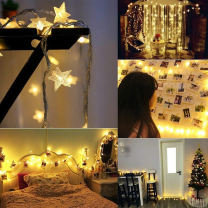 Clerance Sale -LED String Lights. Mains Powered 20 LED Star Christmas Lights with Remote Control 300cm. 8 Modes Fairy Lights for Girls Bedroom. Xmas Lights for Christmas Decoration Indoor Outdoor