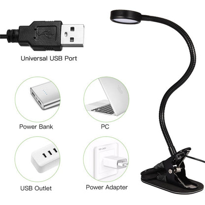 3W Mini Clip-on Flexible Dimmable Black Desk Lamps
