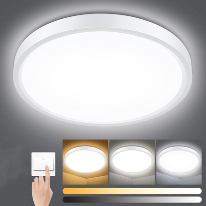 Dimmable LED Ceiling Light Panel – 24W. 2200LM. 3000K–6000K. IP54 Waterproof. Round Flush Mount for Bedroom. Bathroom. or Kitchen