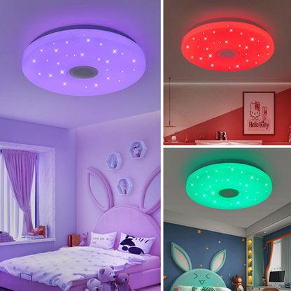 48W RGB LED Ceiling Light with Bluetooth Speaker & Remote. Music Sync. Dimmable & Smart App Control