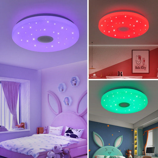 48W RGB LED Ceiling Light with Bluetooth Speaker & Remote. Music Sync. Dimmable & Smart App Control