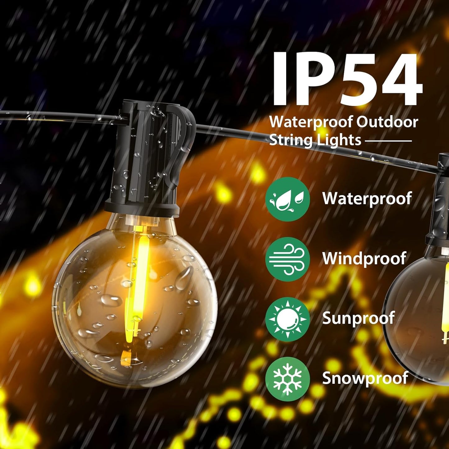 56FT Solar Garden Festoon Lights with Remote