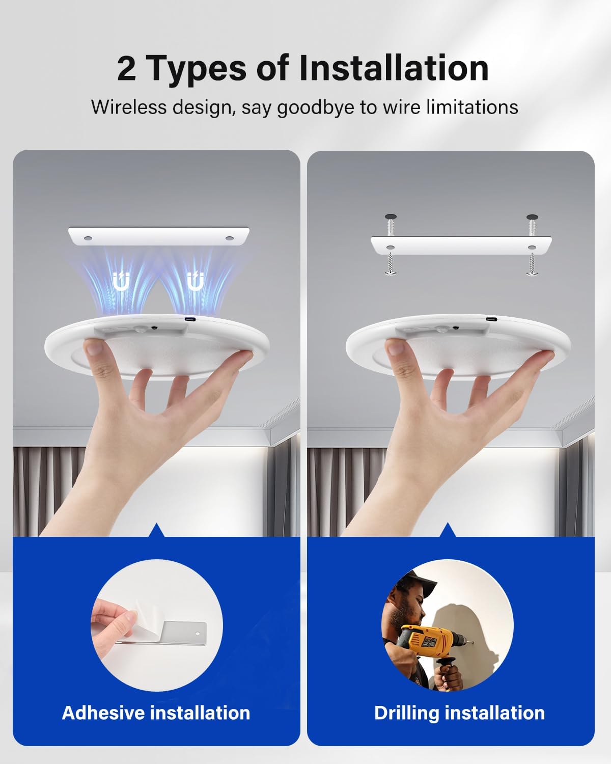 7.5 Battery Operated Motion Sensor Ceiling Light. Dimmable