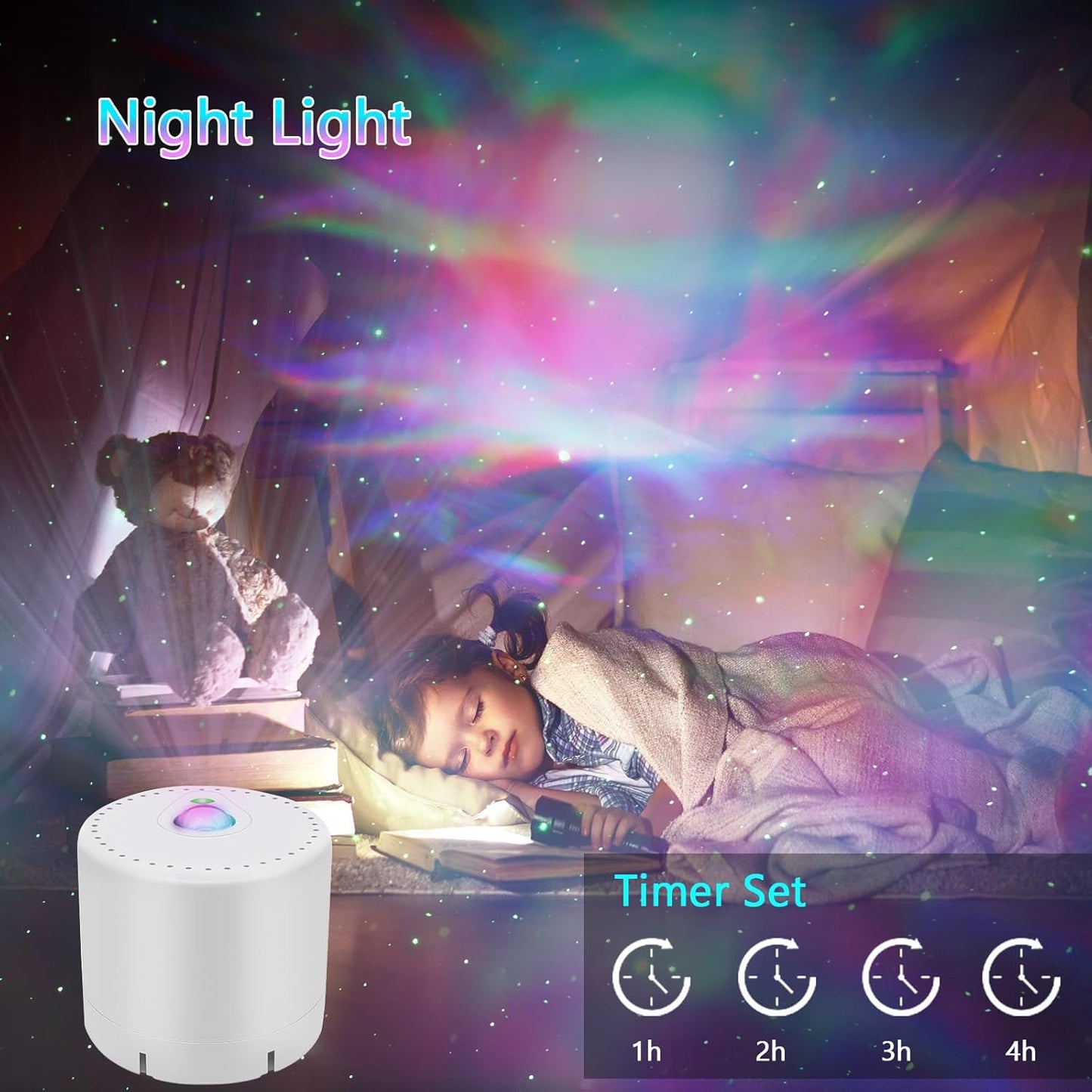 LED Galaxy Projector with Remote. Timer & Aurora Lights