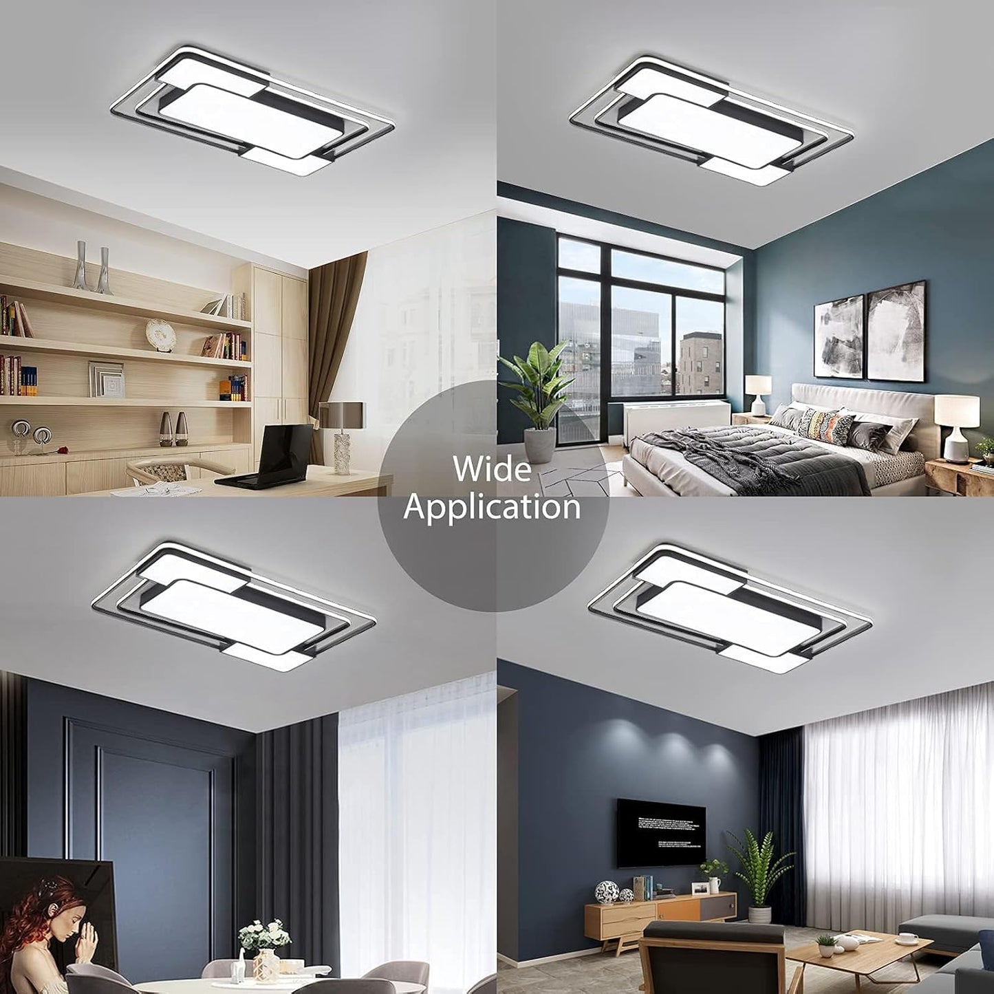 Modern Dimmable LED Ceiling Light with Remote. 90×60CM. 3000–6500K
