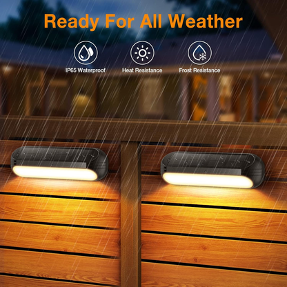 4 Pack Solar Fence Lights – Outdoor Waterproof LED Lights with Warm White & Color-Changing Modes for Deck. Yard & Pathway