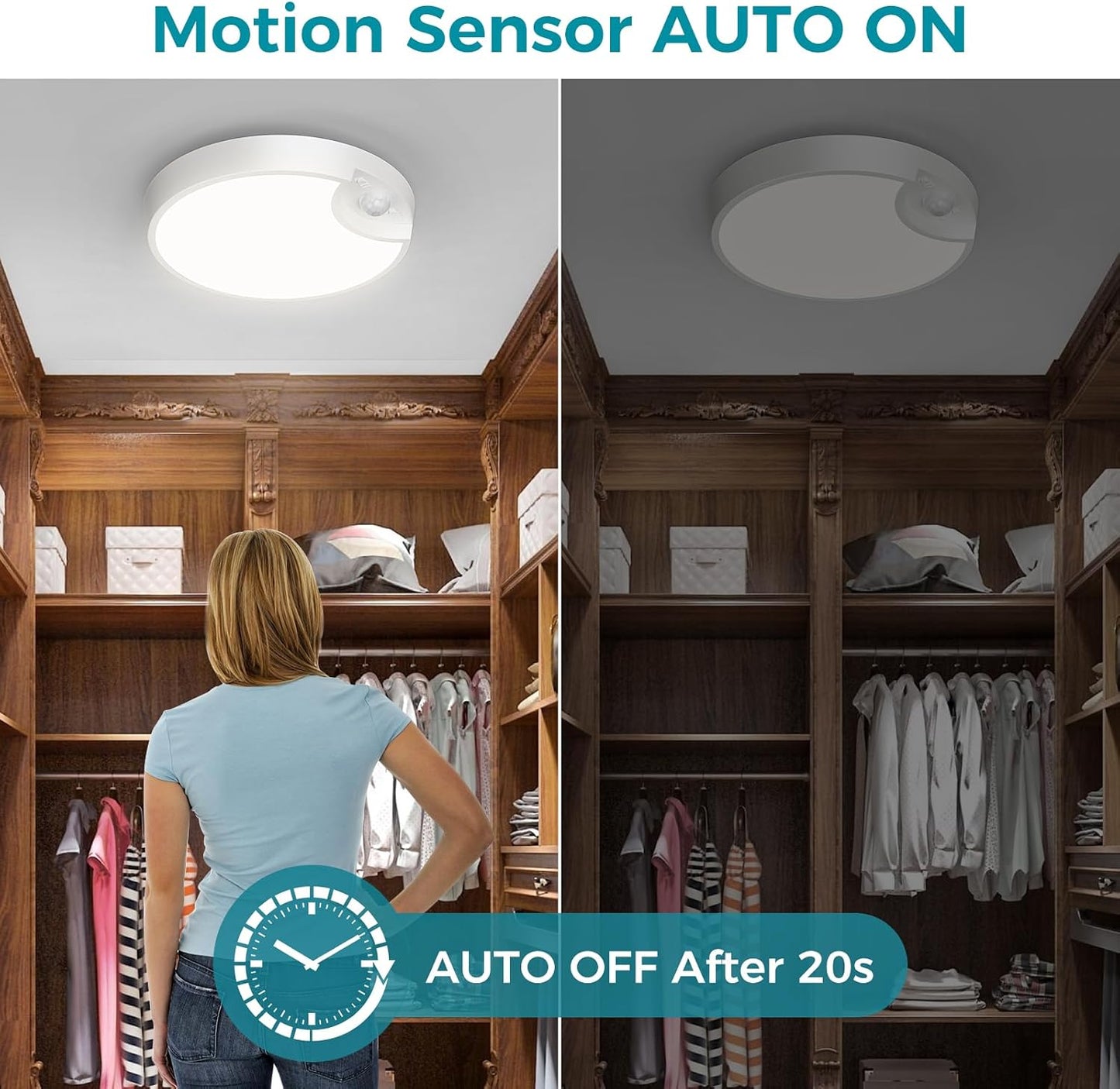 Rechargeable 7.5 Motion Sensor Ceiling Light. Remote