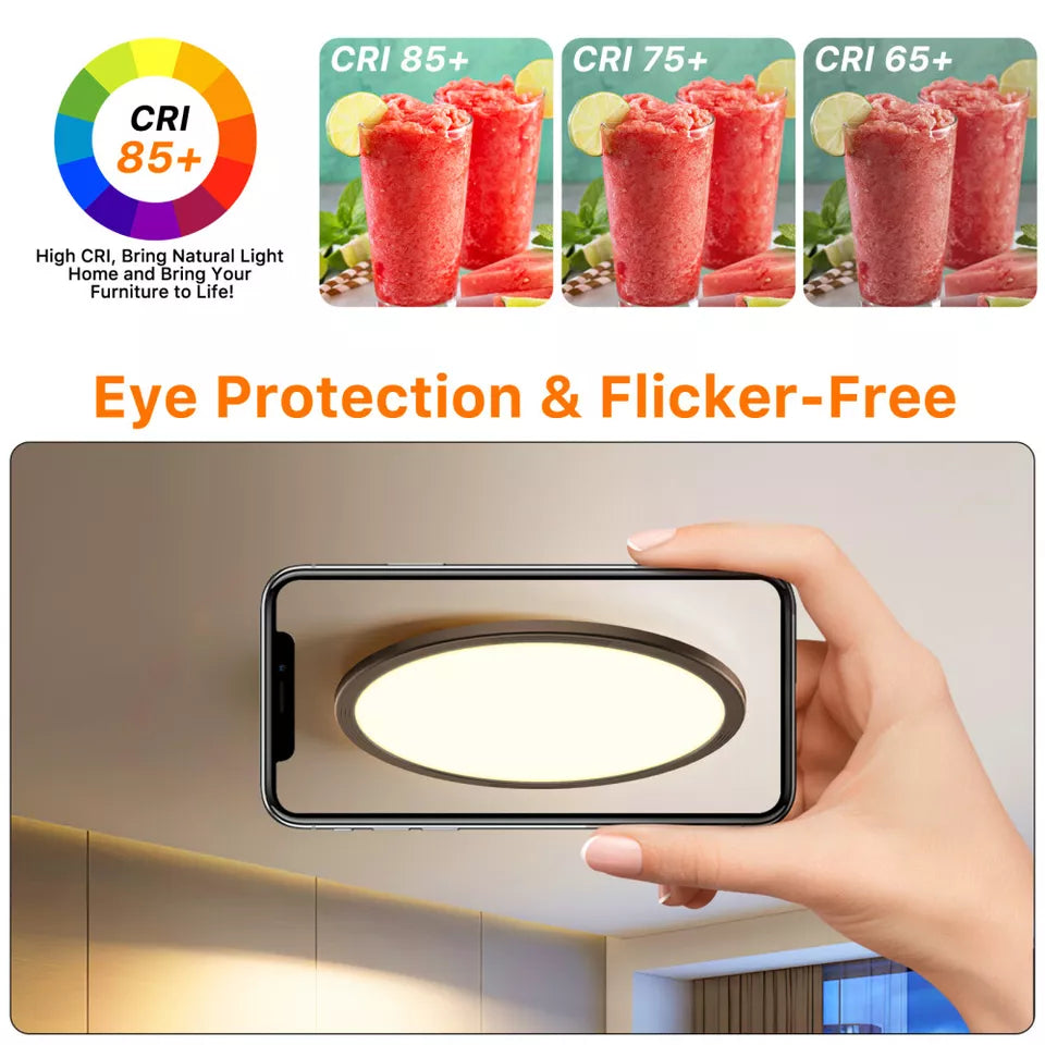 24W Round LED Ceiling Light – Multi-Color Adjustable Bathroom Ceiling Lights for Bathroom. Kitchen. Lounge and Hallway