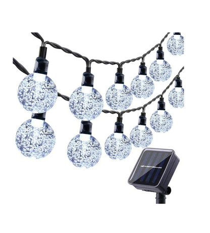 60 LED Solar Crystal Ball String Lights. 36ft White