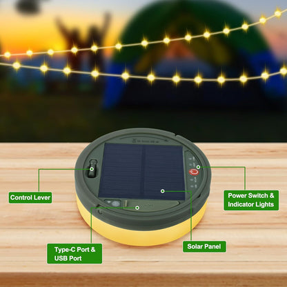 Solar Camping String Lights. 42Ft. 160 LED. USB Rechargeable