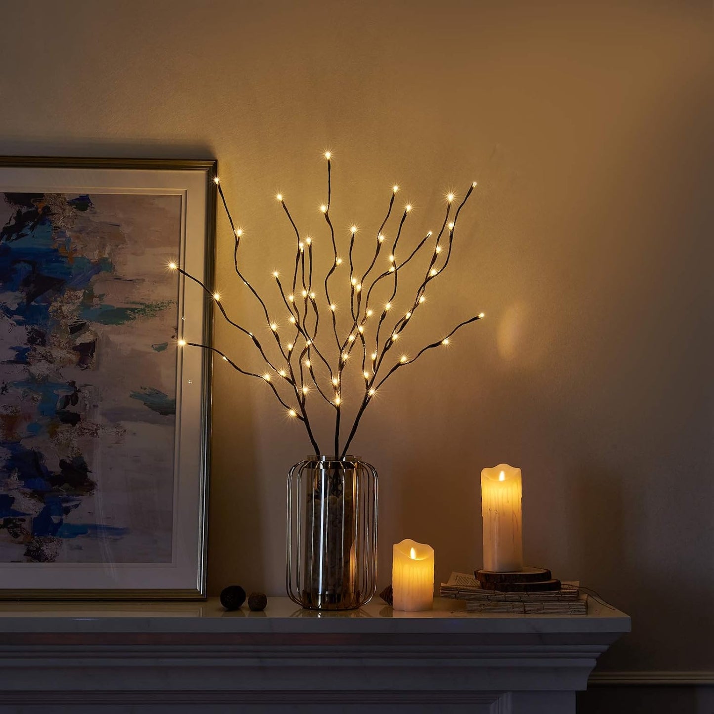 3PK White Birch Twig Lights with 60 LEDs – 76cm