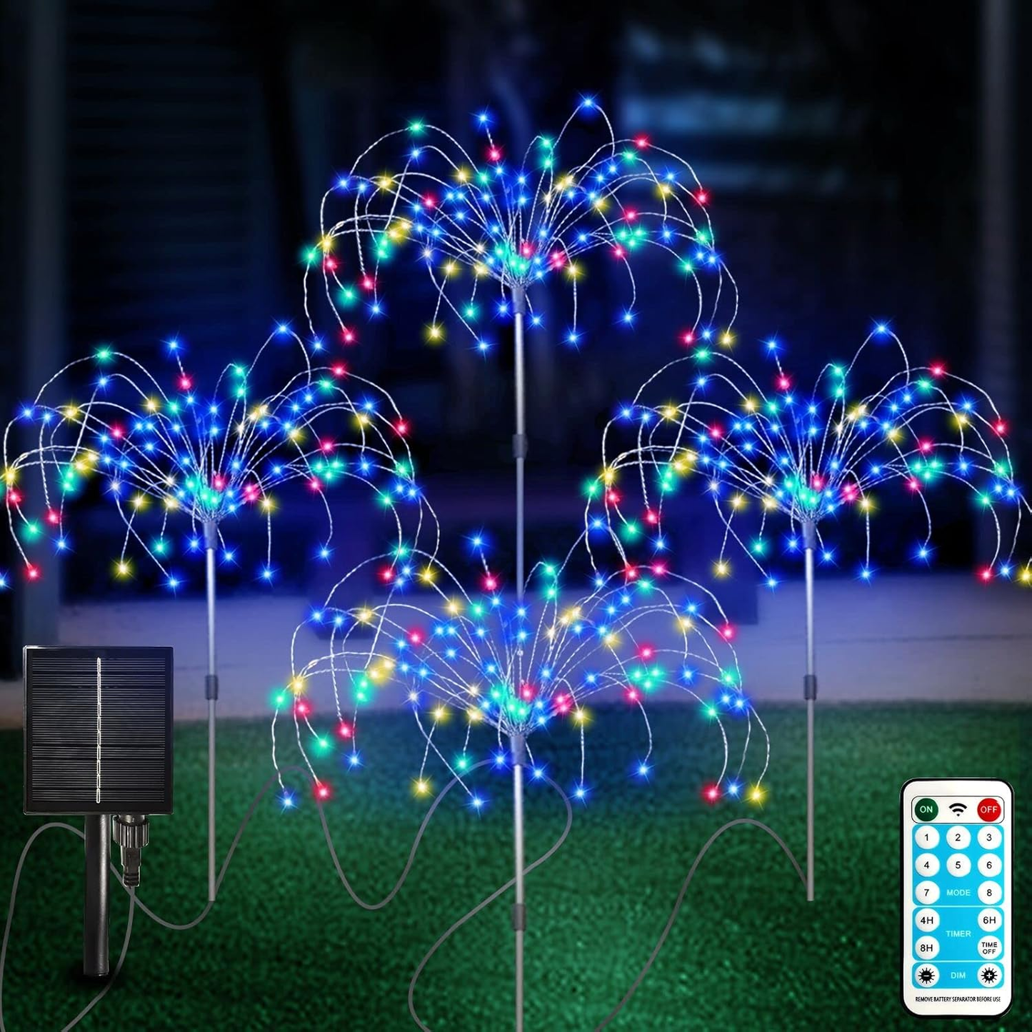 Solar Fireworks Lights Outdoor – 4 Pack. 420 LED. 8 Modes. Waterproof