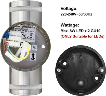 2x Outdoor Up Down Wall Lights