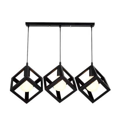3-Light Cube Pendant Lamp – Modern Retro Chandelier for Bedroom. Living Room & Dining Room