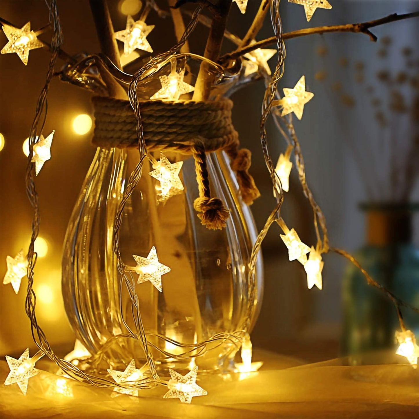 Clerance Sale -LED String Lights. Mains Powered 20 LED Star Christmas Lights with Remote Control 300cm. 8 Modes Fairy Lights for Girls Bedroom. Xmas Lights for Christmas Decoration Indoor Outdoor