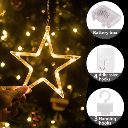 Christmas Window Star Lights. 30 LEDs Battery String Lights with Timer
