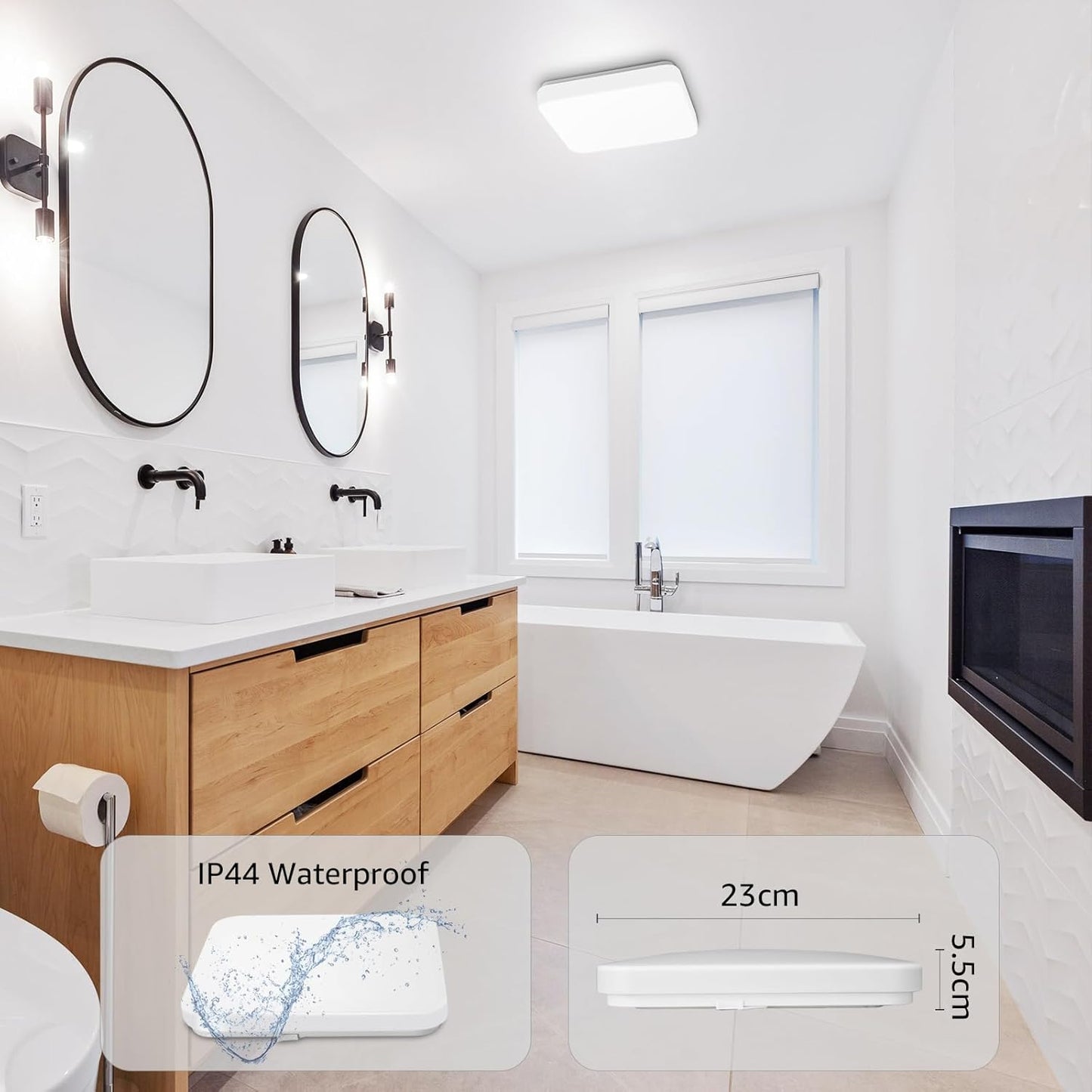 24W Square LED Ceiling Light. IP44. 5000K Daylight
