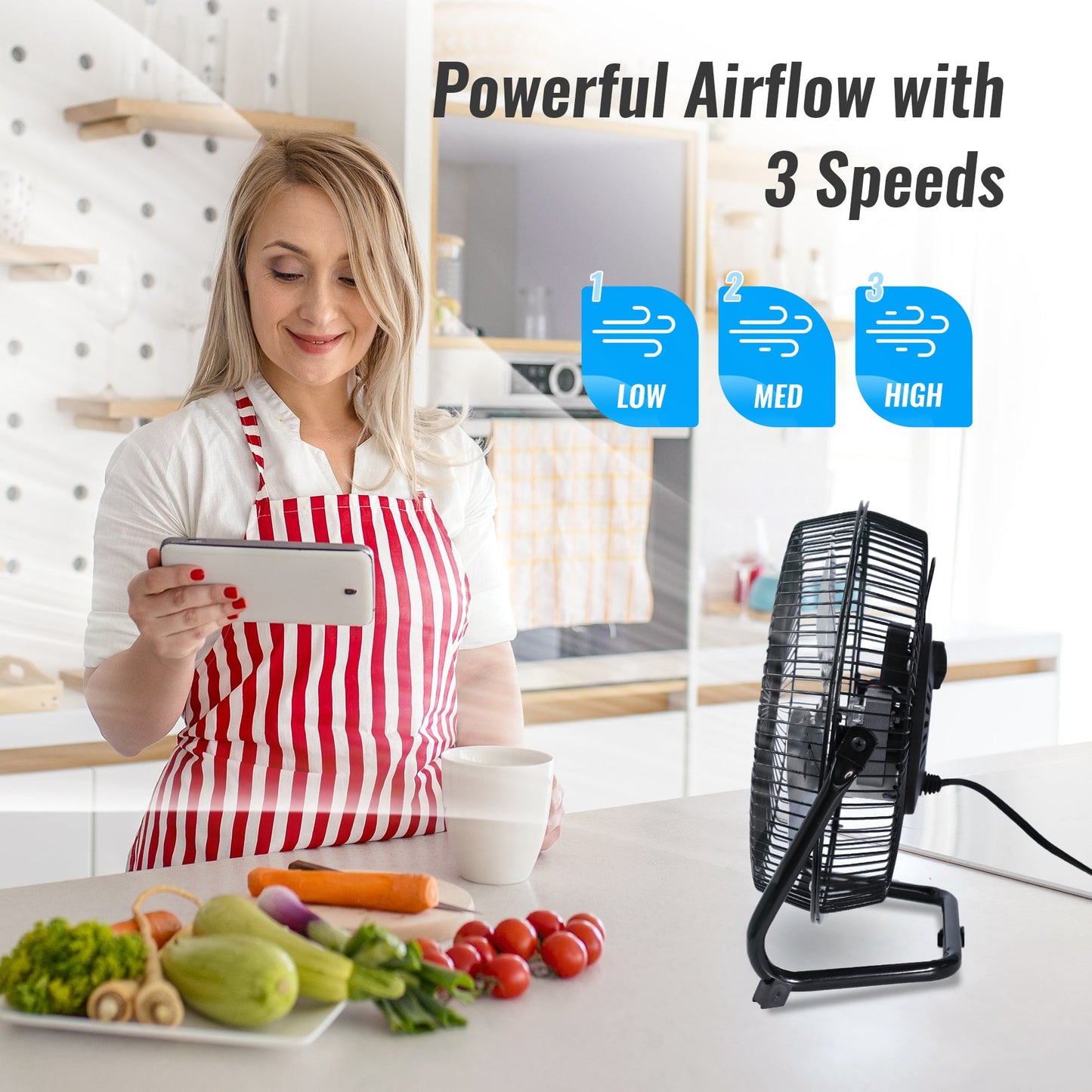 9 Inch All Metal Cradle Floor Fans with Adjustable Tilt