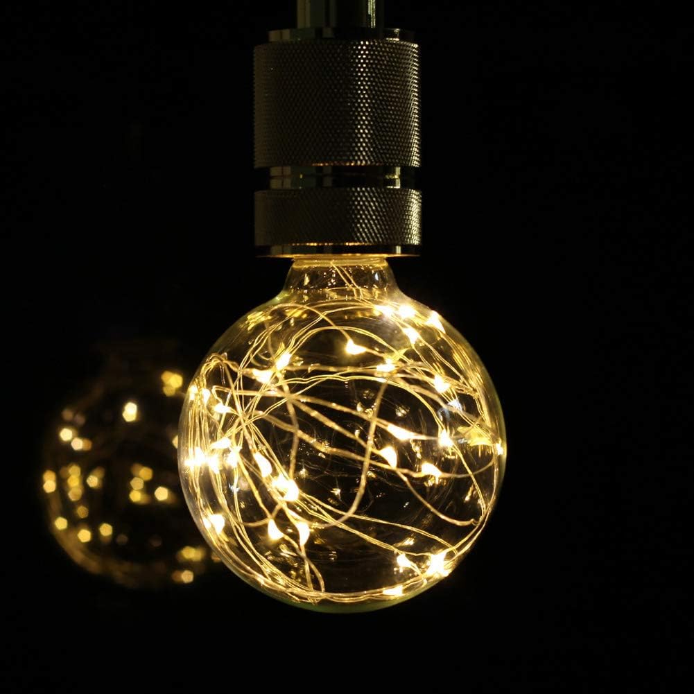 G95 LED Globe Fairy Light Bulb. E27 Edison Decorative Bulb [2 Pack]