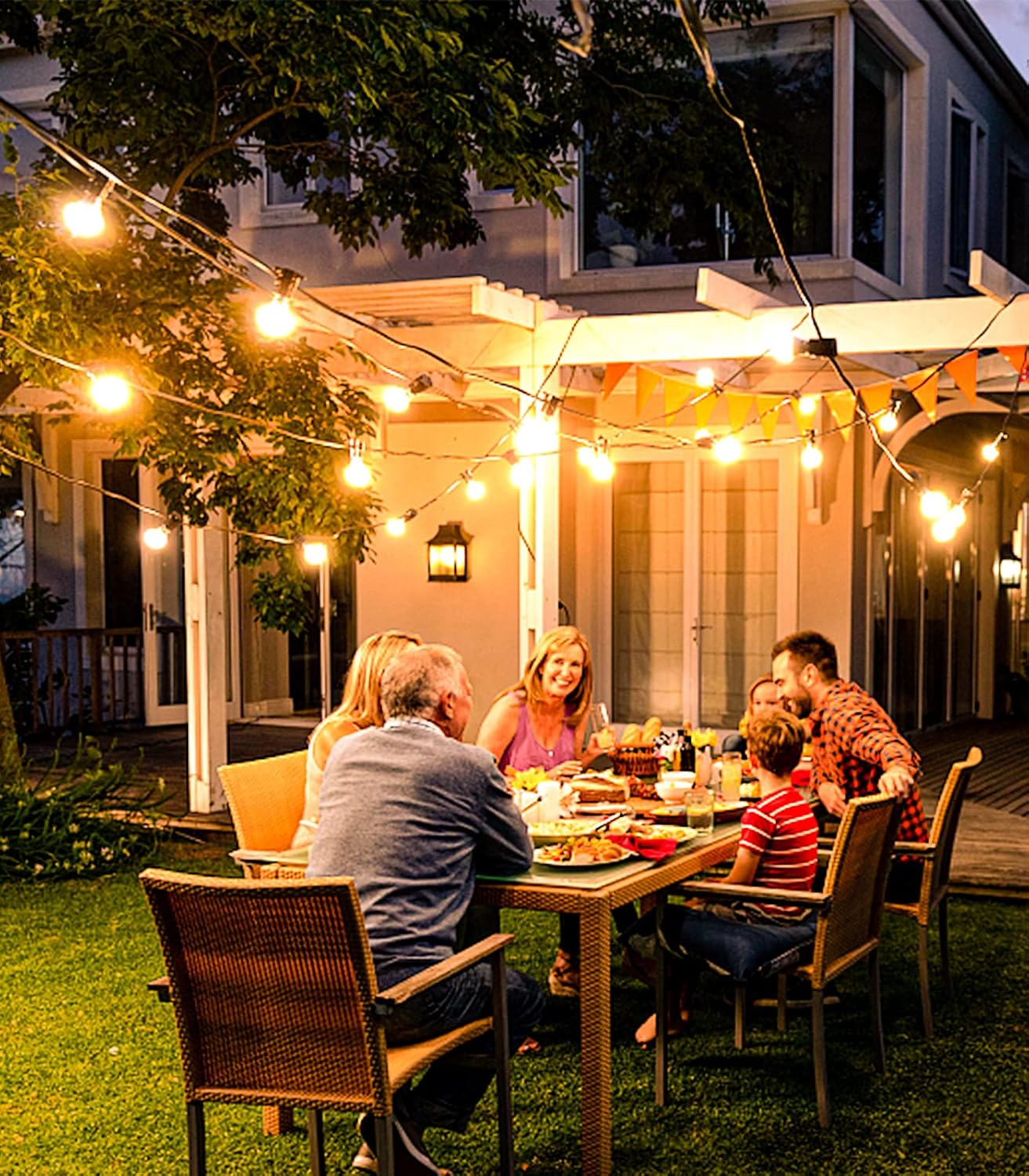65.5ft Outdoor String Lights with Remote & Dimmable LEDs