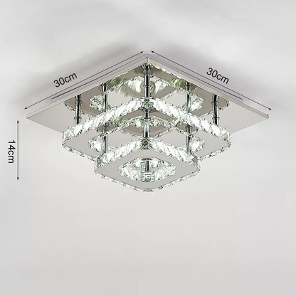 Modern Square Crystal LED Ceiling Light – Elegant Chrome Chandelier for Living Room. Bedroom & More