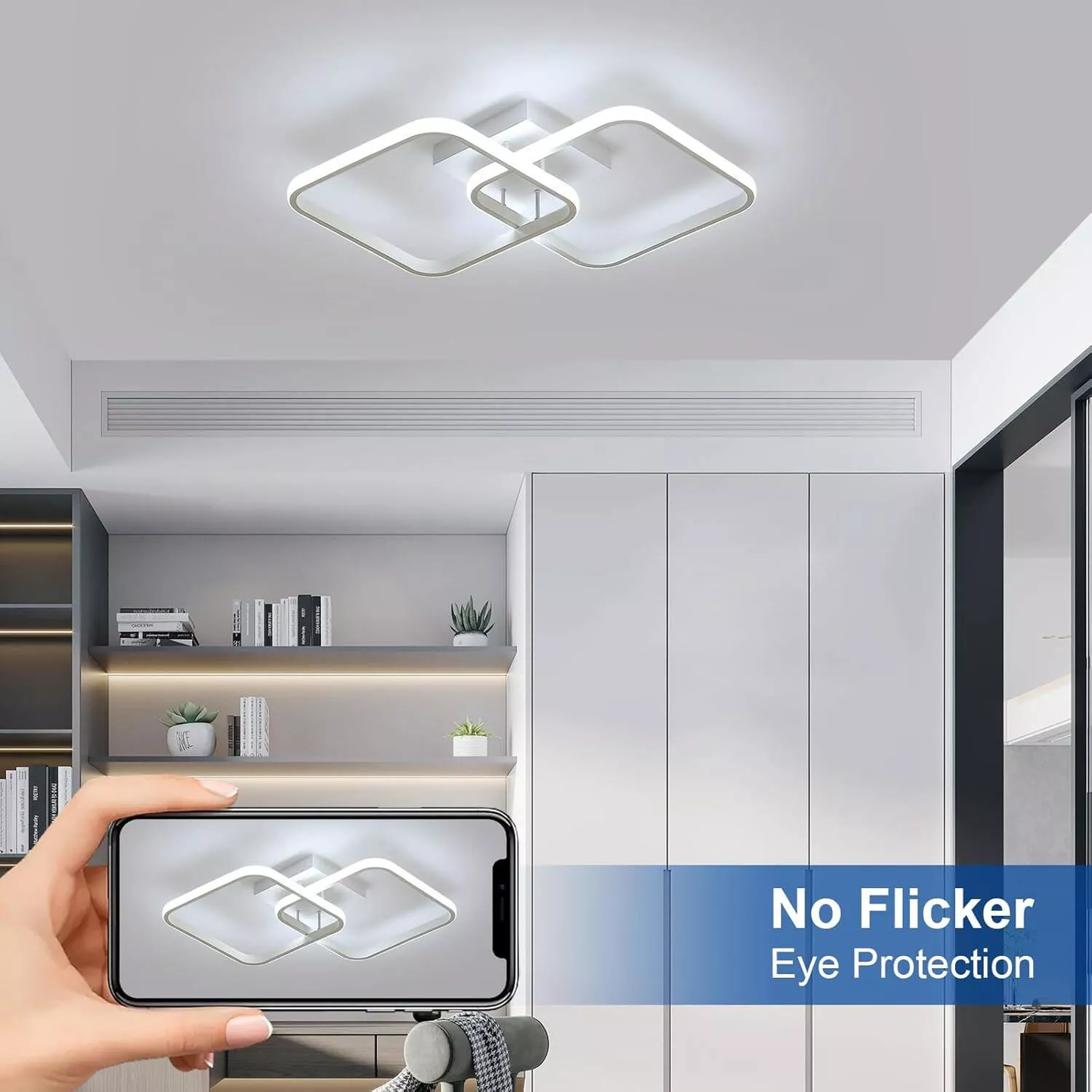50W Dimmable LED Ceiling Light with Remote Control – Modern Pendant Lamp for Living Room – 60cm. Adjustable Brightness & Color Temperature