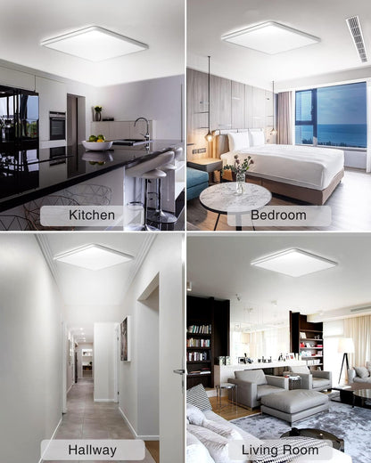 18W Square LED Ceiling Light – 1500LM. 5000K Daylight. IP54 Waterproof. Flush Mount Fixture (30cm) for Bathroom. Kitchen. or Bedroom