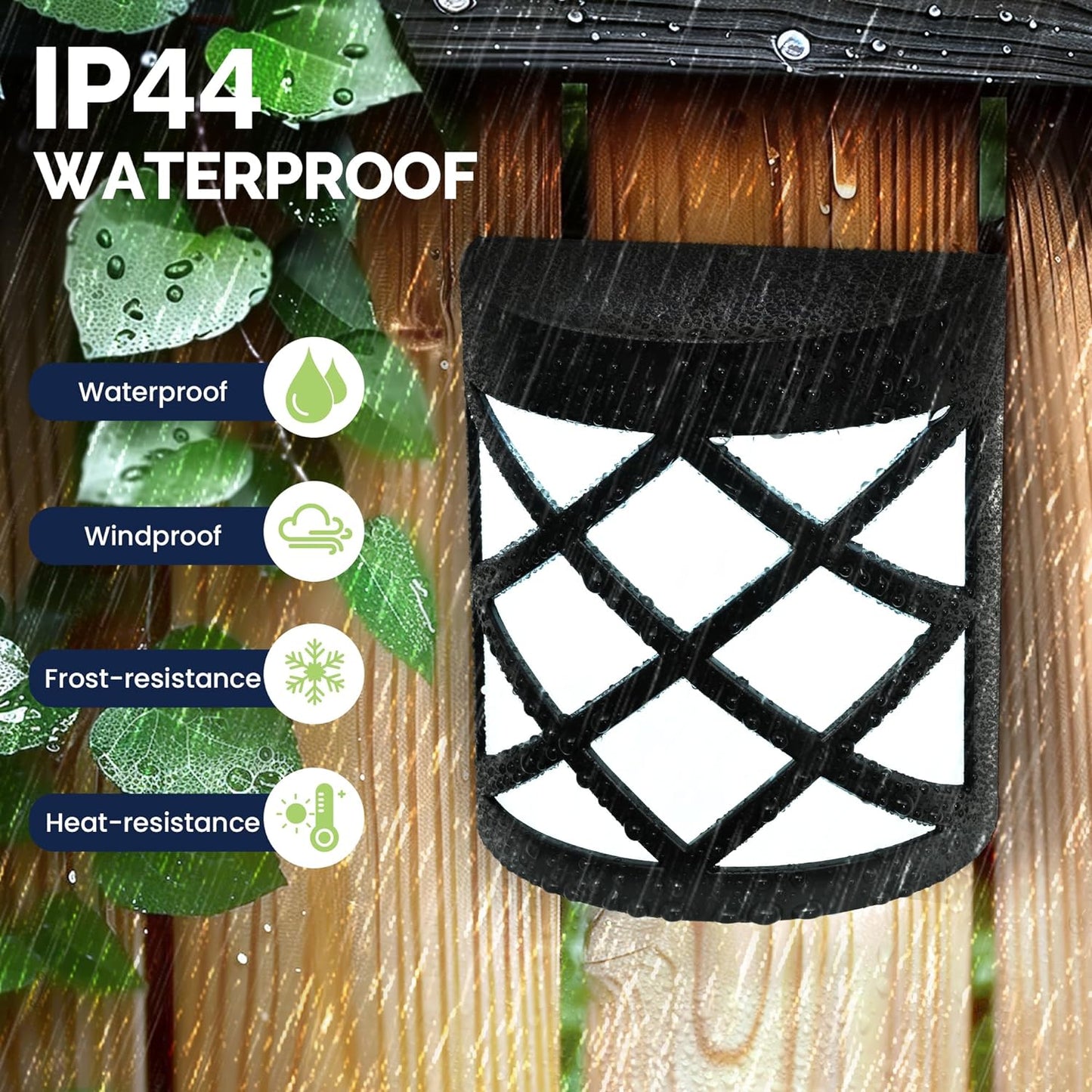 Solar Fence Lights Outdoor 4 Pack Waterproof LED