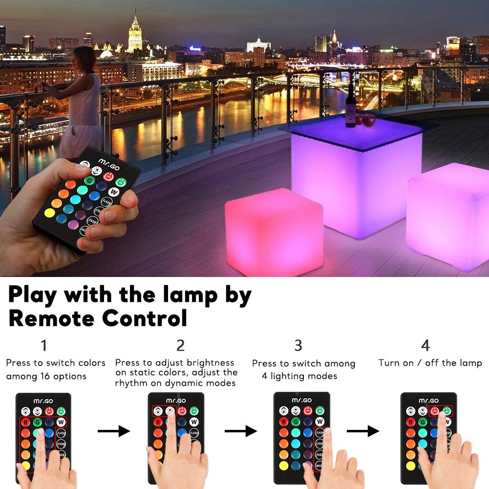 16 Waterproof Color Changing LED Cube Stool Lamp