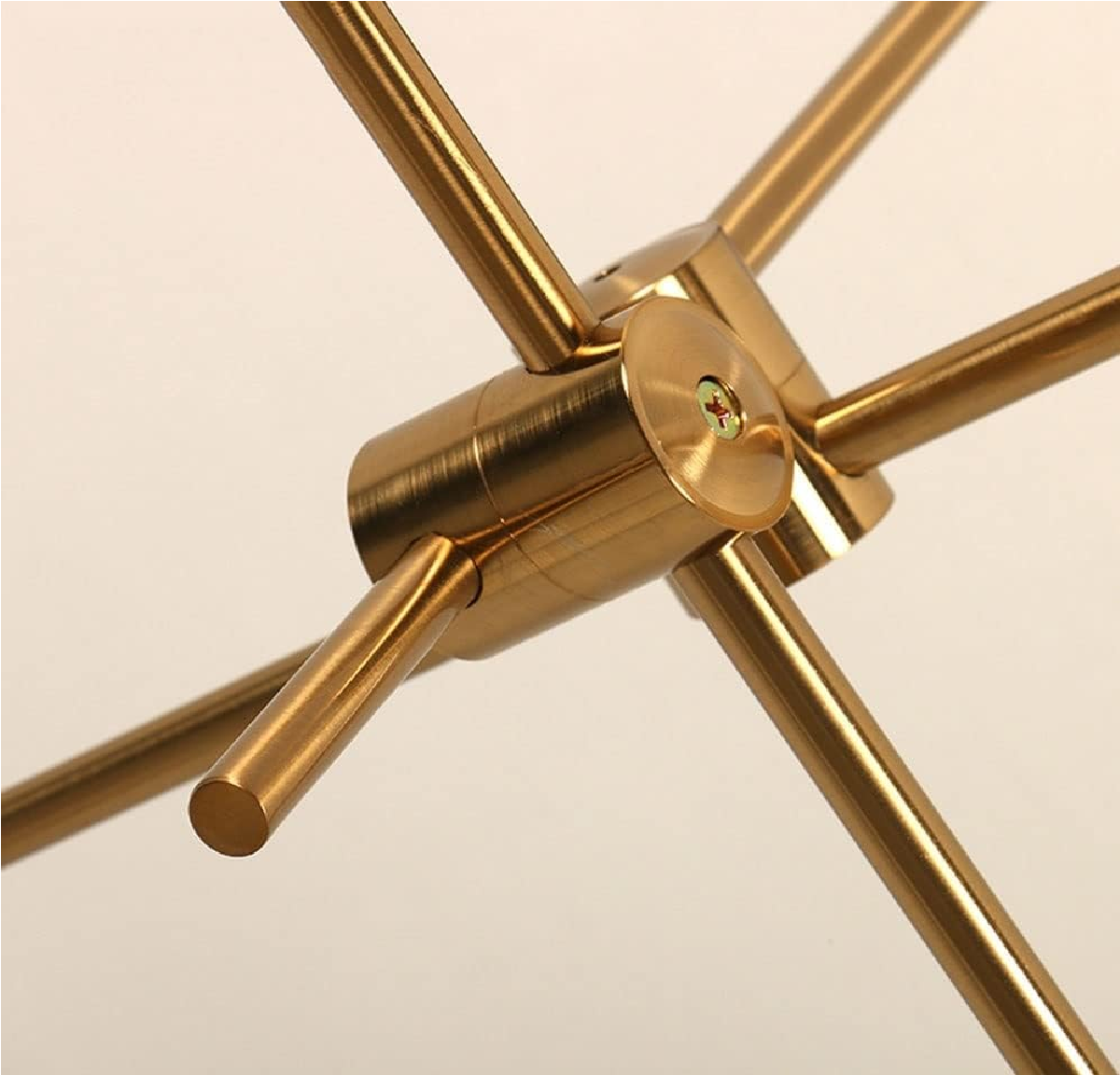 Semi-Recessed Sputnik Chandelier with 6 Lights – Antique Brushed Gold Modern Ceiling Fixture for Living Rooms. Bedrooms. and Dining Spaces