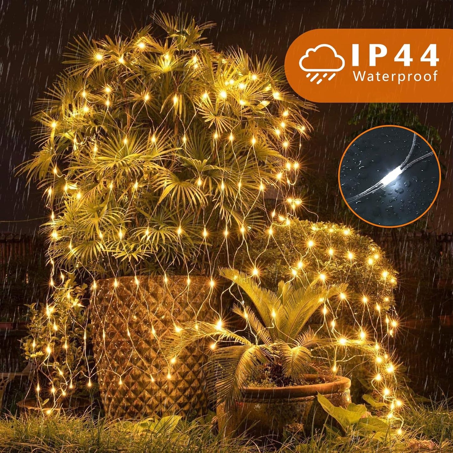 LED Net Fairy Lights – 270 Warm White. 8 Modes