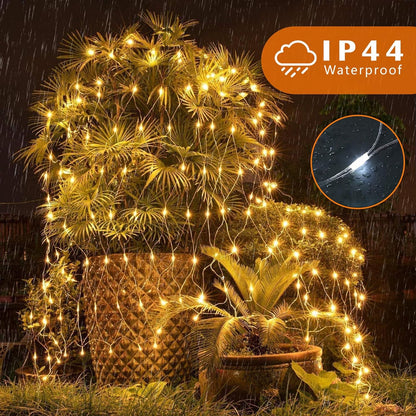 LED Net Fairy Lights – 270 Warm White. 8 Modes