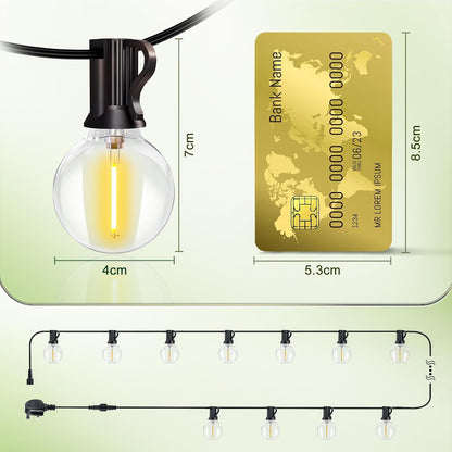 10M Outdoor Festoon Lights – G40 Bulbs. Waterproof & Connectable