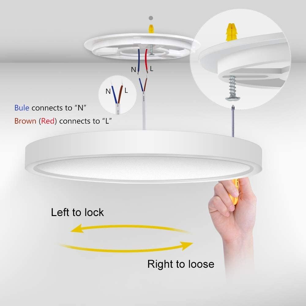12 LED Ceiling Light – Ultra-Thin 24W Flush Mount. 2-Pack