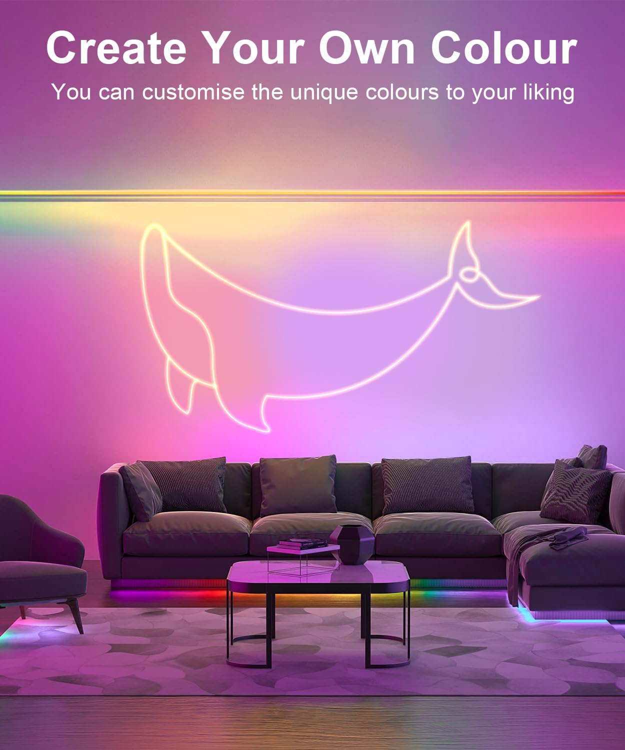 10M RGB LED Strip Lights. Music Sync. Remote & App