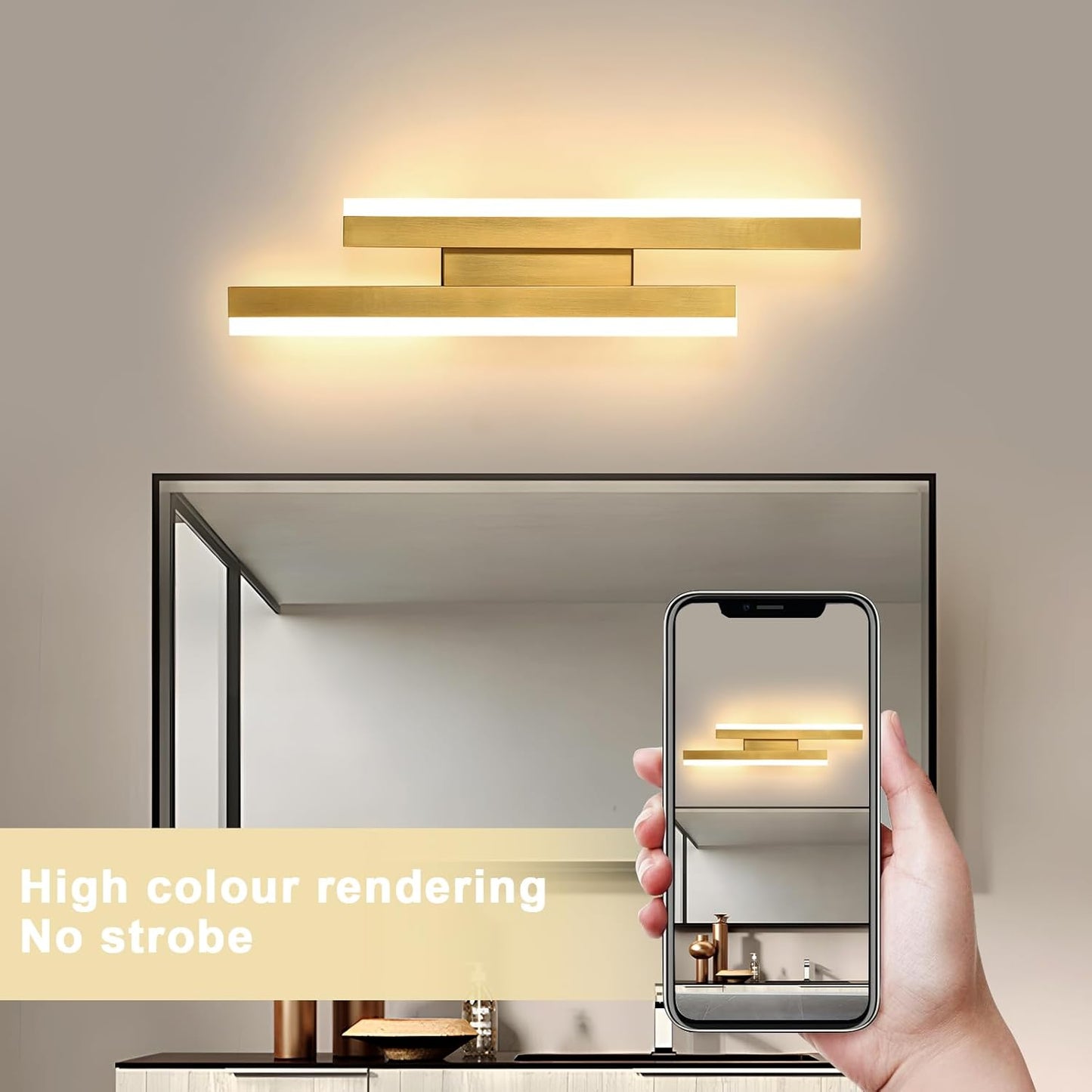 Gold LED Wall Light. 40CM Modern Warm White Sconce
