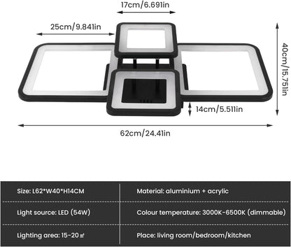 Modern 54W Dimmable LED Ceiling Light with Remote