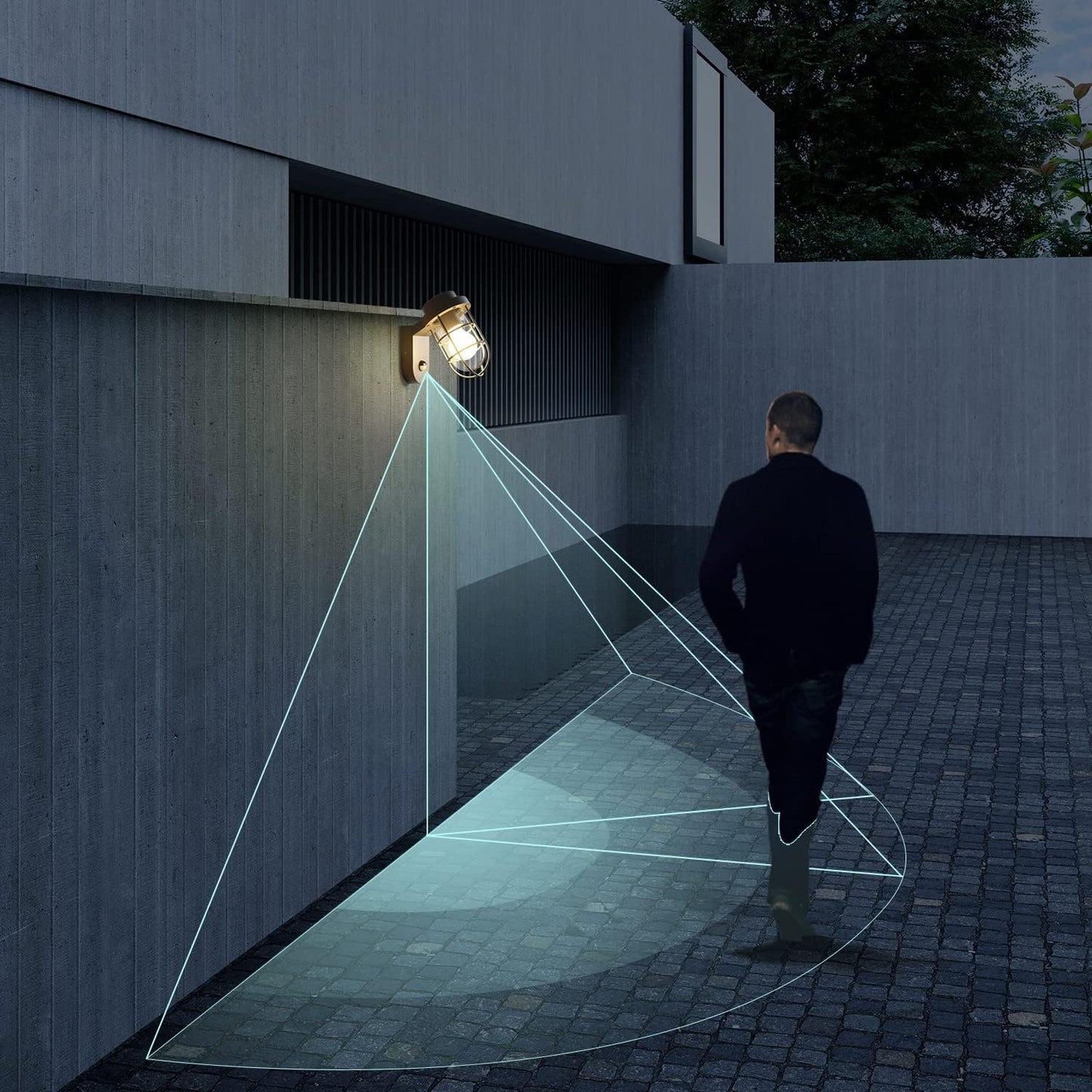 Outdoor PIR Motion Sensor Wall Lantern Light. IP44 Waterproof