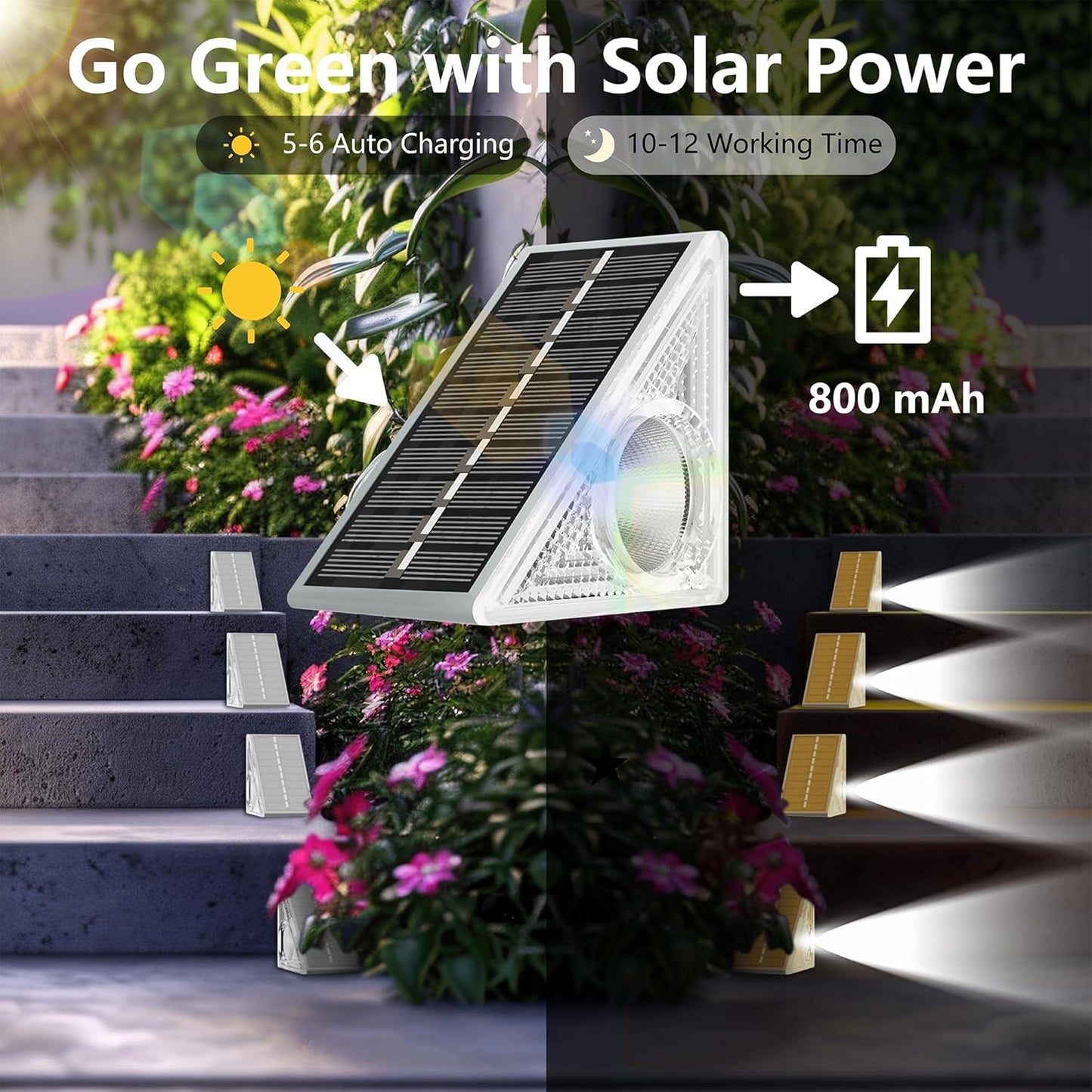 Lakey Sound Solar Step Lights 6 Pack – 10 Color Modes
