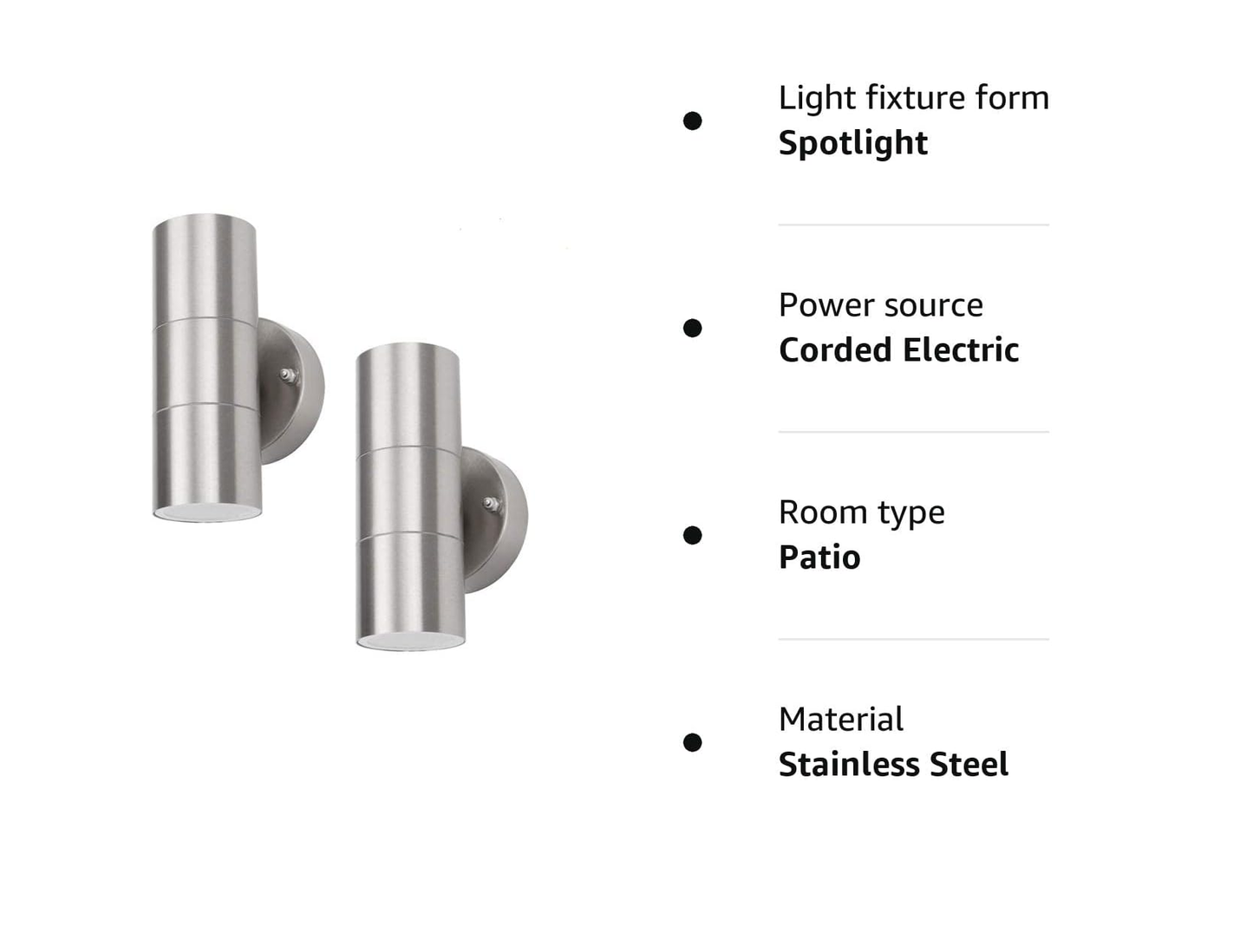 Modern Outdoor Up Down Wall Light – Stainless Steel. IP65 Waterproof. Mains Powered Exterior Sconce for Porch. Patio. or Garage