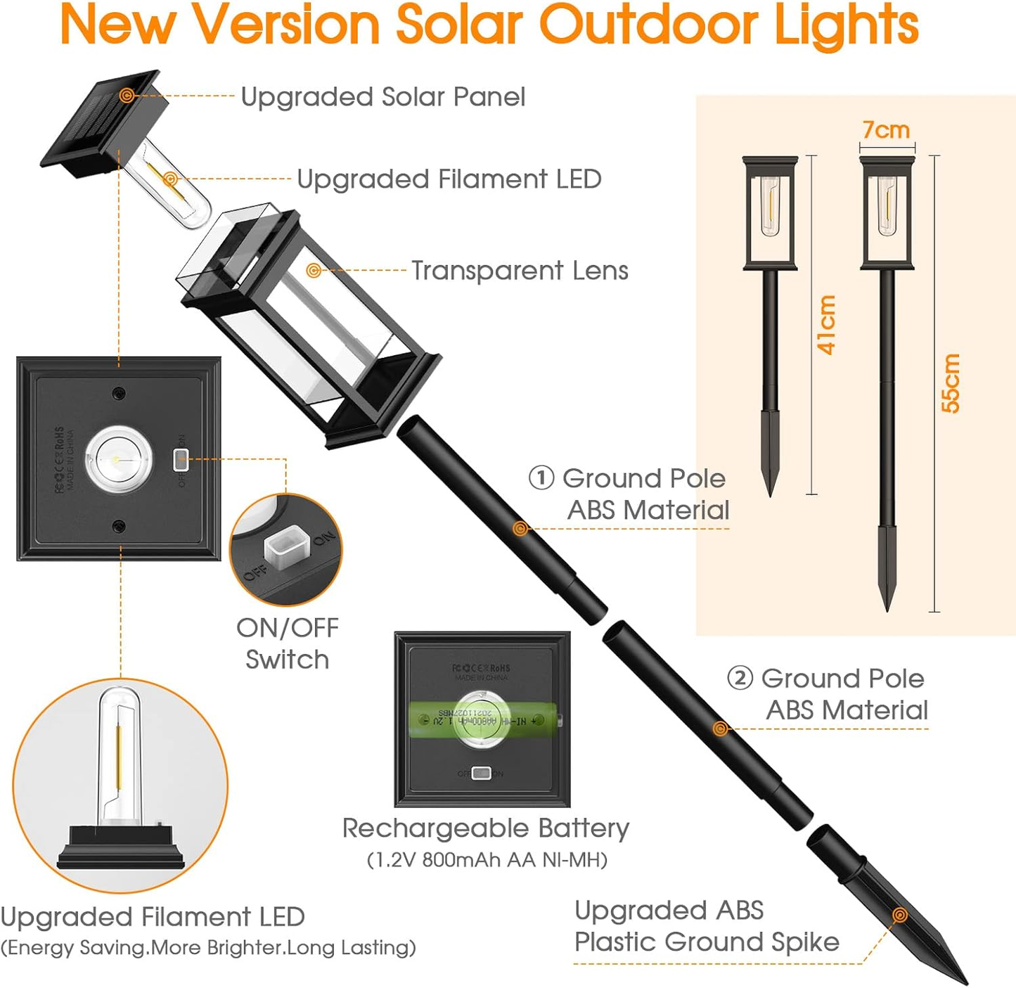 4 Pack Solar Pathway Garden Lights