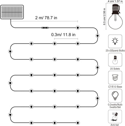 Solar Festoon String Lights – Warm White Outdoor LED Party Decor