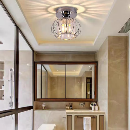 Mini Crystal Ceiling Light. Chrome Semi-Flush Mount