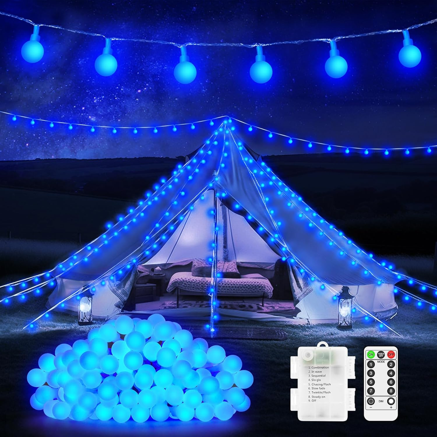 12M 100 LED Battery Operated Multicolor Globe Fairy Lights