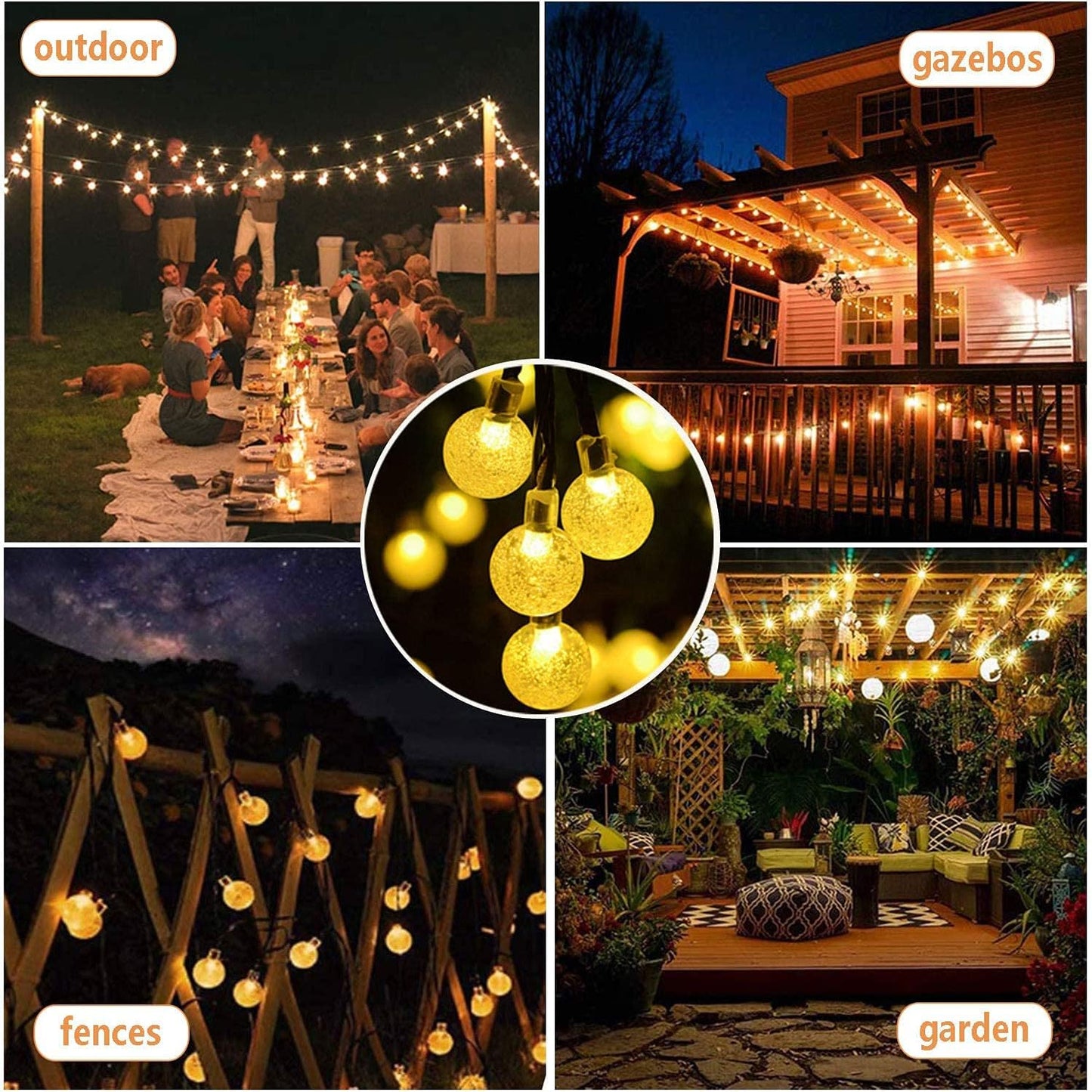Solar Crystal Ball String Lights – 50 LED. 24FT. Waterproof