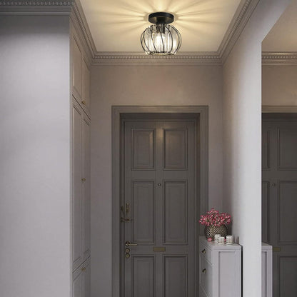 Small Crystal Flush Mount Ceiling Light with Black Shade