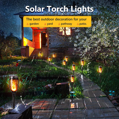 6 Pack Solar Flame Torch Lights – Waterproof Outdoor Garden & Pathway Decor